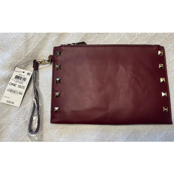 INC International Concepts Handbags - NWT INC International Concepts Burgundy Wine Silver Studded Zippered Wristlet